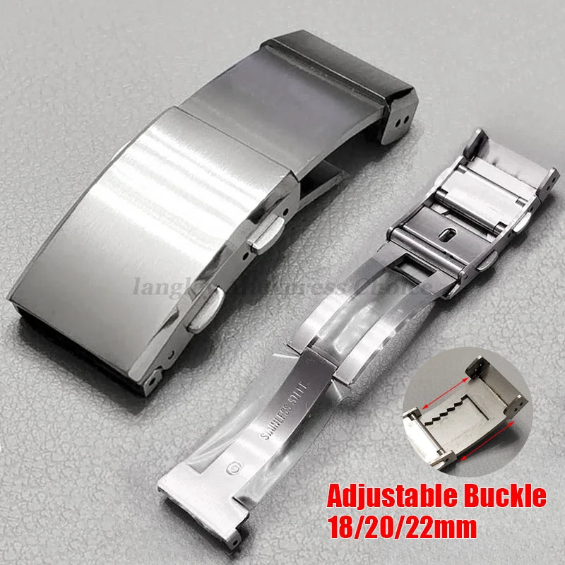 Luxury Watch Buckle 316L Stainless Steel Button for Seiko for Citizen Strap Adjustable Clasp 18mm 20mm 22mm Watches Accessories