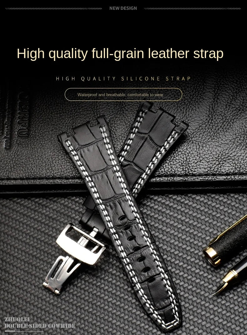 Oak Offshore strap AP15710 15703 26470 26133 Genuine Leather Watchband 28mm men's AP band bracelet