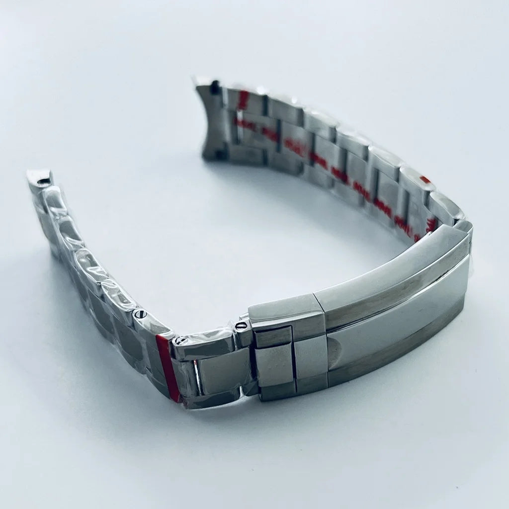 High Quality 20mm Width 904L Solid Stainless Steel Watch Band Brushed Polished Bracelet Folding Buckle Glide Lock Clasp