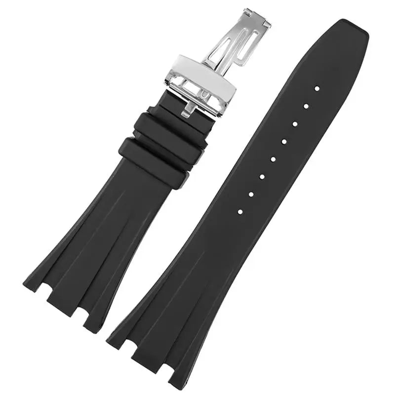 Black Silicone rubber Watchband For Audemars for Piguet Strap 28mm Watch AP Band Men's Bracelet butterfly buckle tools