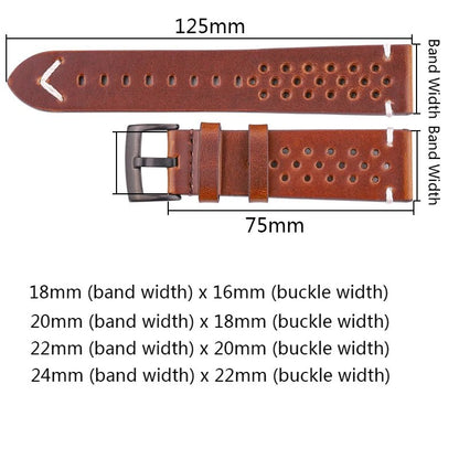 Breathable Genuine Leather Quick Release Watch Strap 18mm - 24mm Cowhide Band Available Black Green Brown Yellow Unisex Watchbands