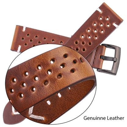 Breathable Genuine Leather Quick Release Watch Strap 18mm - 24mm Cowhide Band Available Black Green Brown Yellow Unisex Watchbands