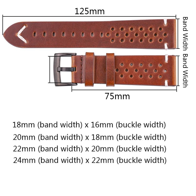 Breathable Genuine Leather Quick Release Watch Strap 18mm - 24mm Cowhide Band Available Black Green Brown Yellow Unisex Watchbands