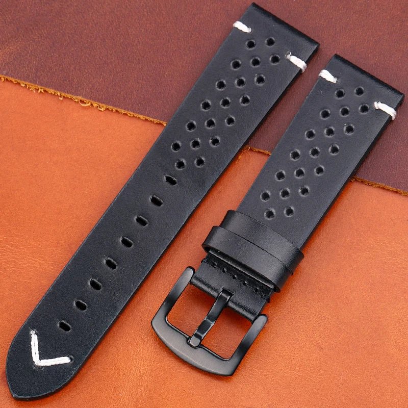 Breathable Genuine Leather Quick Release Watch Strap 18mm - 24mm Cowhide Band Available Black Green Brown Yellow Unisex Watchbands