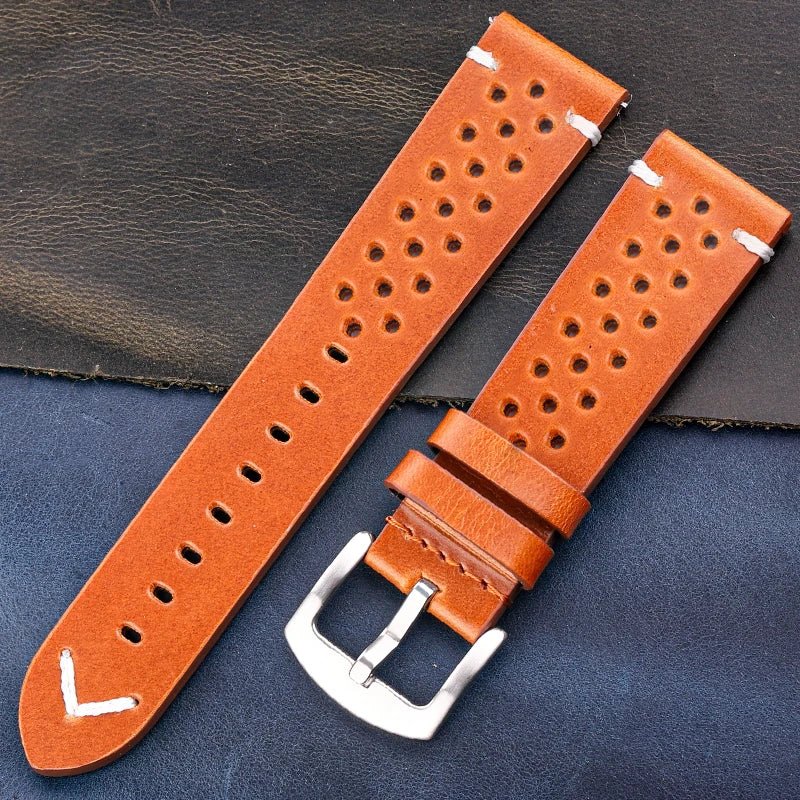 Breathable Genuine Leather Quick Release Watch Strap 18mm - 24mm Cowhide Band Available Black Green Brown Yellow Unisex Watchbands