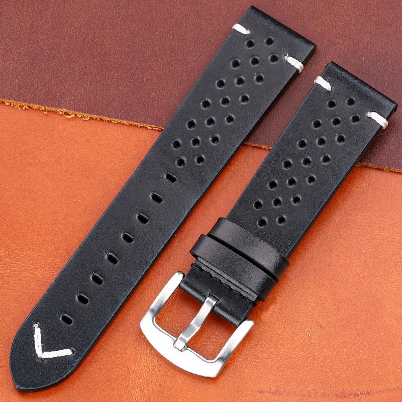 Breathable Genuine Leather Quick Release Watch Strap 18mm - 24mm Cowhide Band Available Black Green Brown Yellow Unisex Watchbands