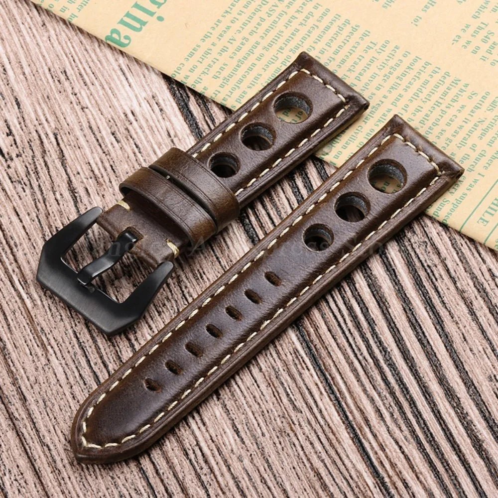 Breathable Retro Wristband Genuine Leather Strap 20mm 22mm 24mm for Samsung Galaxy Watch 6/5/4/3 Women Men's Universal Bracelets