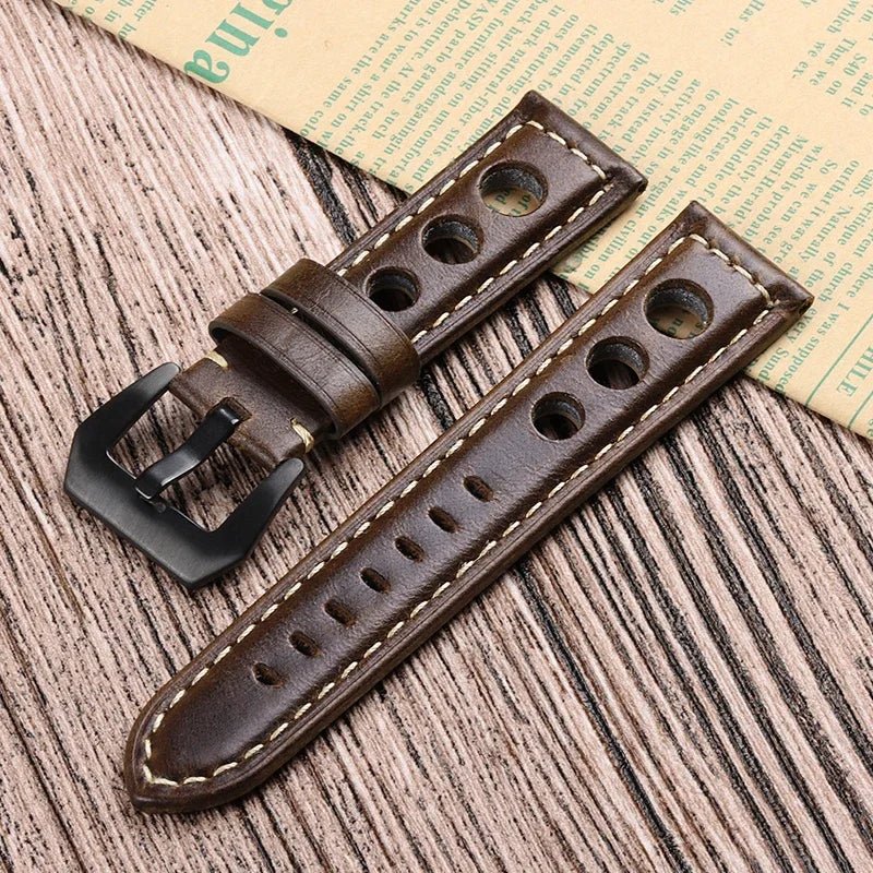 Breathable Retro Wristband Genuine Leather Strap 20mm 22mm 24mm for Samsung Galaxy Watch 6/5/4/3 Women Men's Universal Bracelets