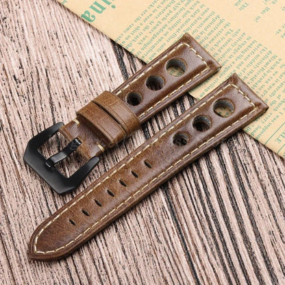 Breathable Retro Wristband Genuine Leather Strap 20mm 22mm 24mm for Samsung Galaxy Watch 6/5/4/3 Women Men's Universal Bracelets