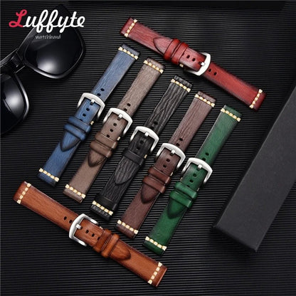 Handmade Vintage Retro Italian Leather Watch Band 18mm 20mm 22mm 24mm Men Women Universal Leather Watch Strap