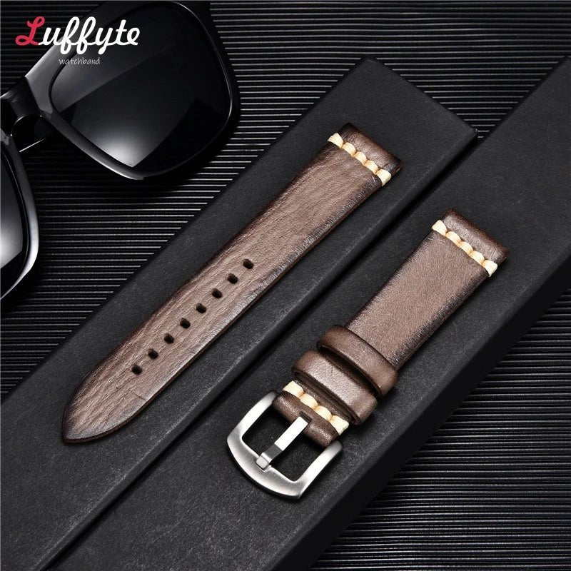 Handmade Vintage Retro Italian Leather Watch Band 18mm 20mm 22mm 24mm Men Women Universal Leather Watch Strap