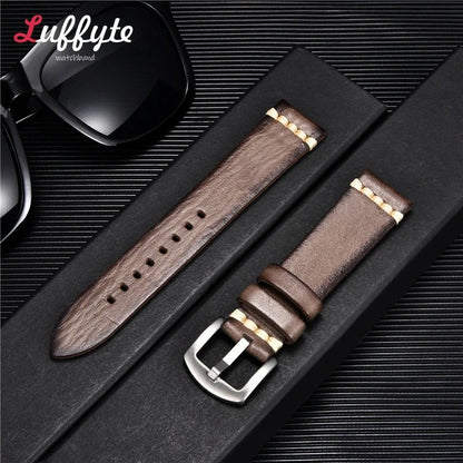 Handmade Vintage Retro Italian Leather Watch Band 18mm 20mm 22mm 24mm Men Women Universal Leather Watch Strap