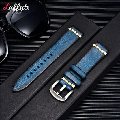 Handmade Vintage Retro Italian Leather Watch Band 18mm 20mm 22mm 24mm Men Women Universal Leather Watch Strap