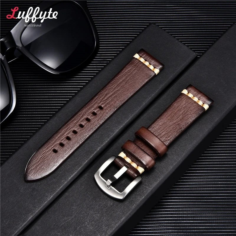 Handmade Vintage Retro Italian Leather Watch Band 18mm 20mm 22mm 24mm Men Women Universal Leather Watch Strap