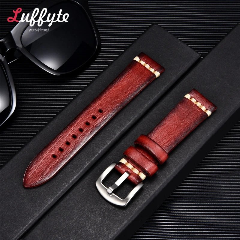 Handmade Vintage Retro Italian Leather Watch Band 18mm 20mm 22mm 24mm Men Women Universal Leather Watch Strap