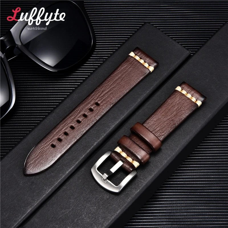 Handmade Vintage Retro Italian Leather Watch Band 18mm 20mm 22mm 24mm Men Women Universal Leather Watch Strap