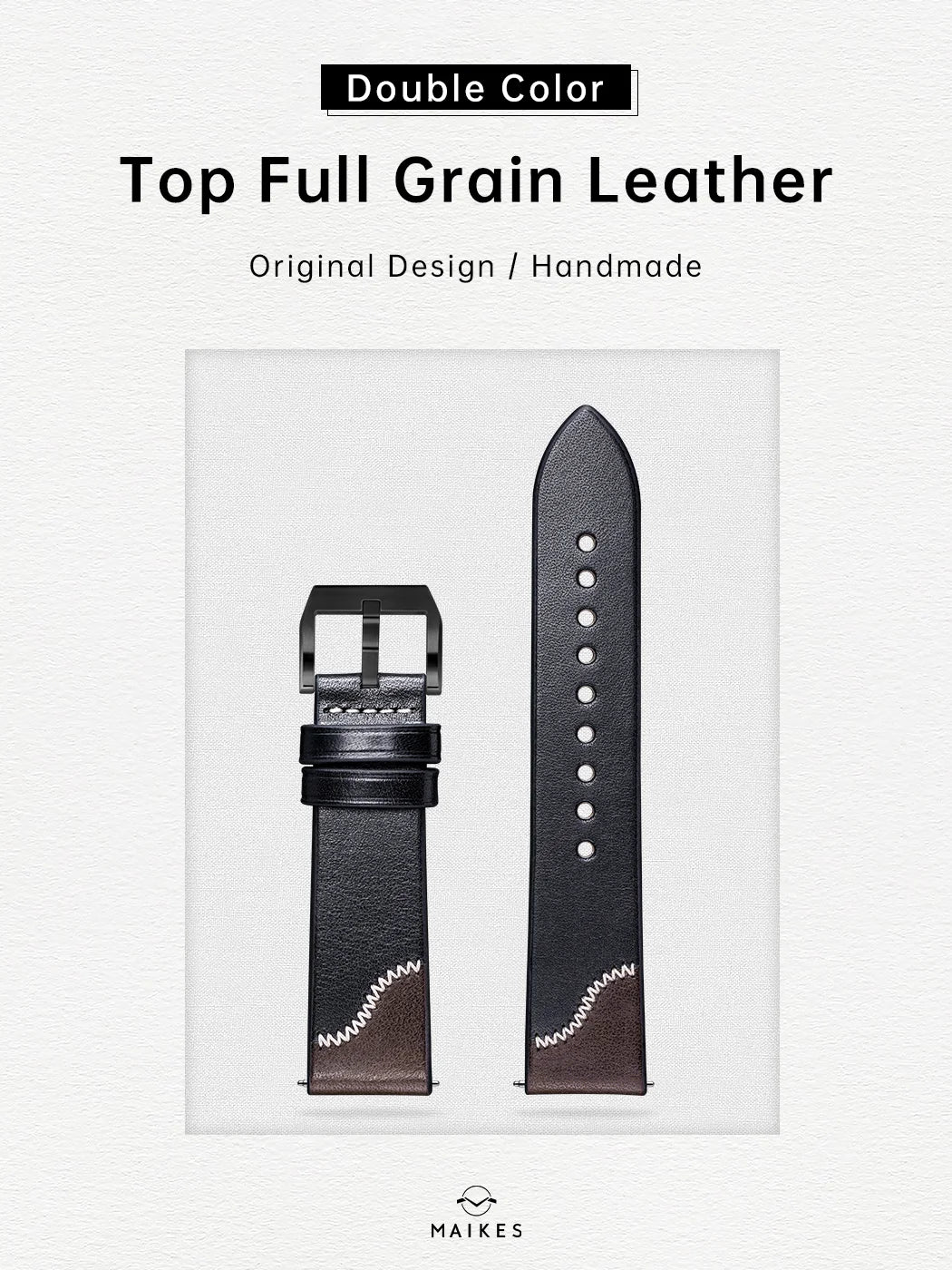 Maikes Double Color Watch Band, Quick Release, Handmade, Top Full Grain Leather Strap, 20mm, 21mm, 22mm For IWC ROLEX OMEGA