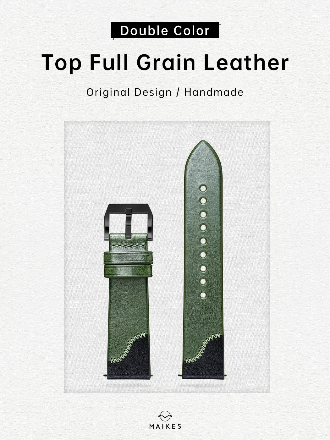 Maikes Double Color Watch Band, Quick Release, Handmade, Top Full Grain Leather Strap, 20mm, 21mm, 22mm For IWC ROLEX OMEGA