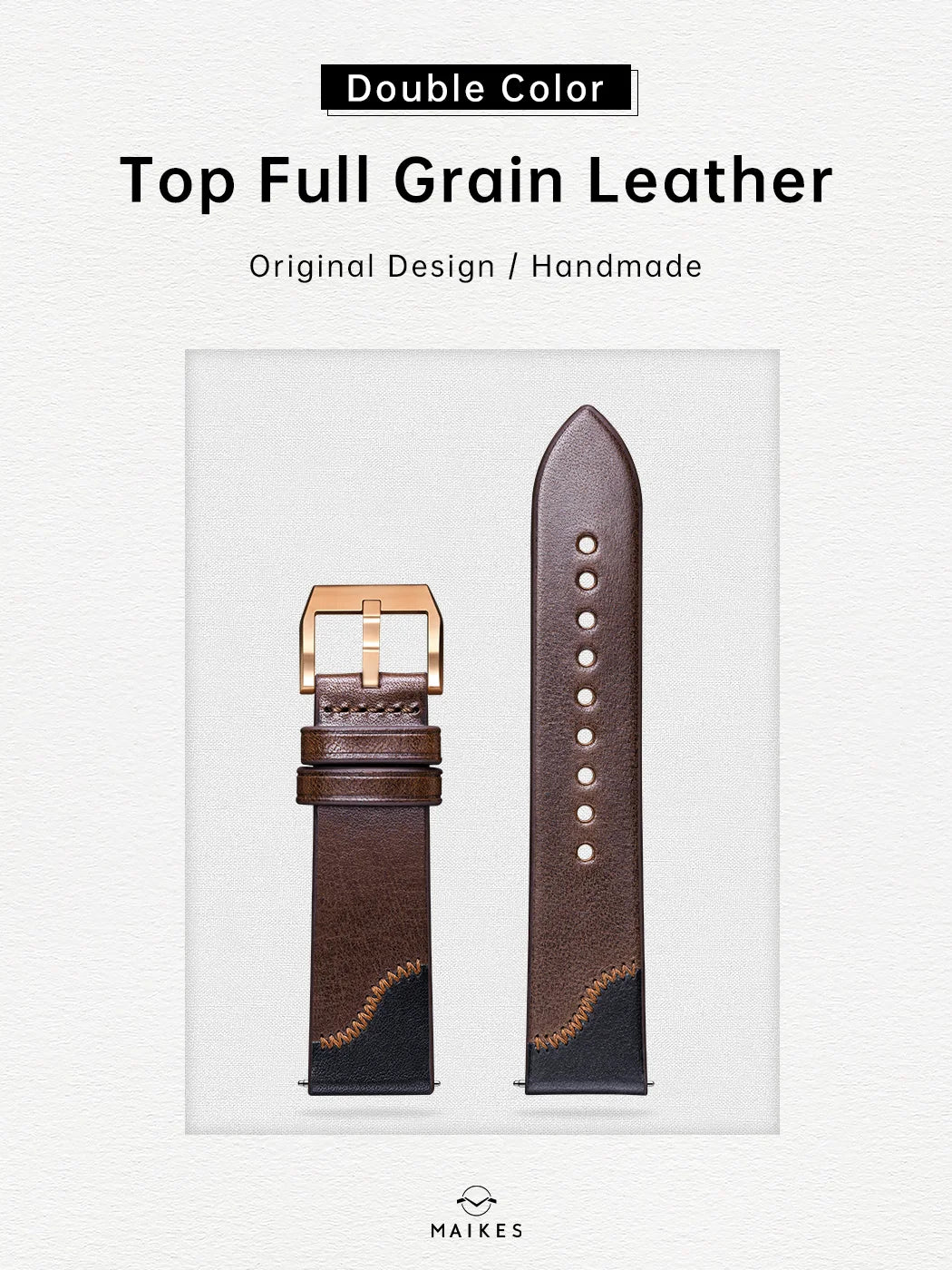 Maikes Double Color Watch Band, Quick Release, Handmade, Top Full Grain Leather Strap, 20mm, 21mm, 22mm For IWC ROLEX OMEGA