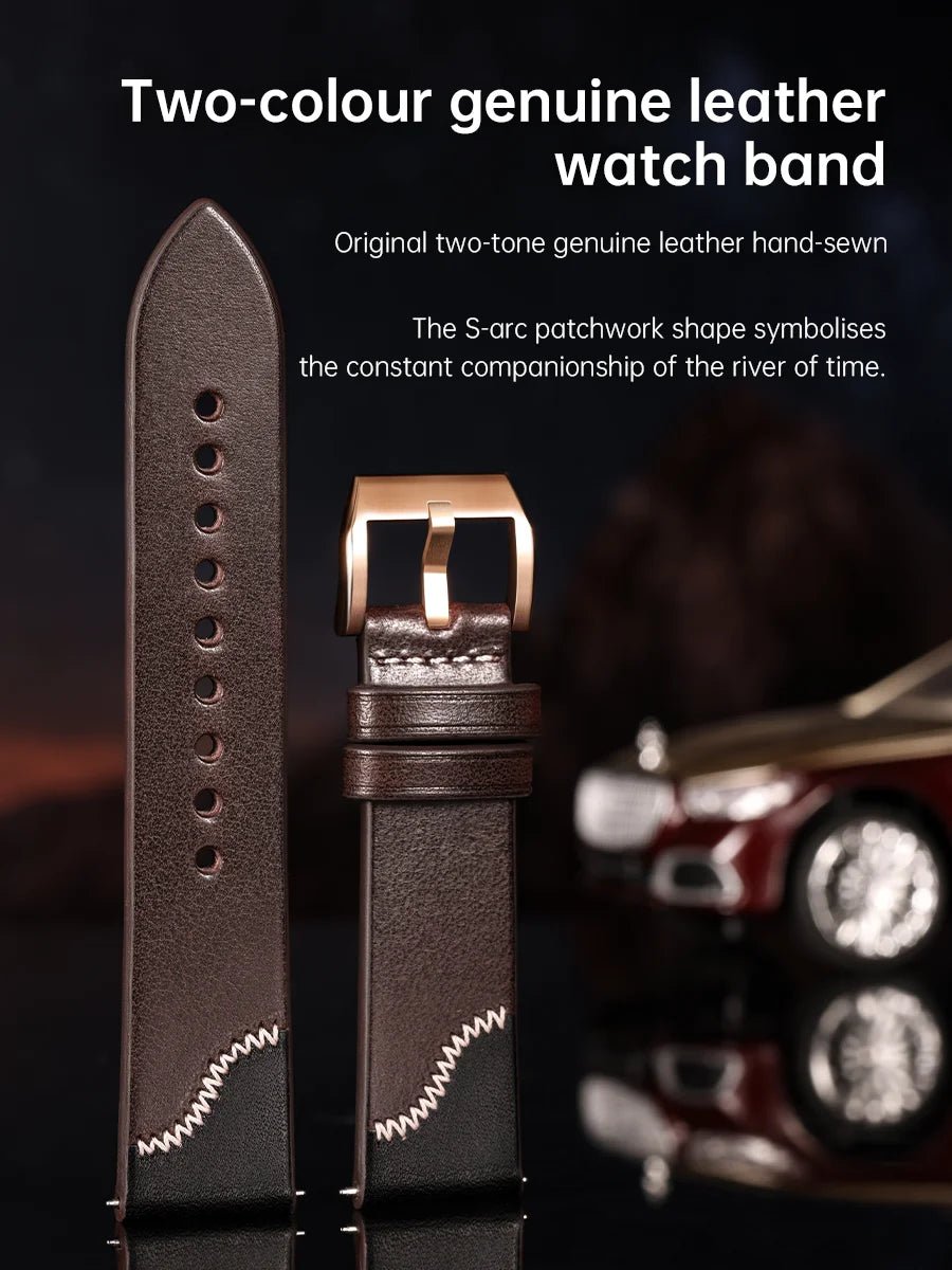 Maikes Double Color Watch Band, Quick Release, Handmade, Top Full Grain Leather Strap, 20mm, 21mm, 22mm For IWC ROLEX OMEGA