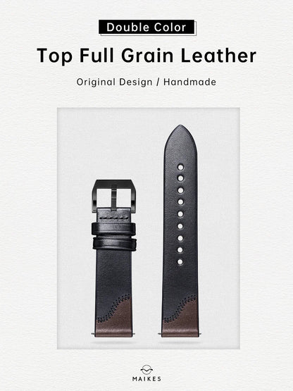 Maikes Double Color Watch Band, Quick Release, Handmade, Top Full Grain Leather Strap, 20mm, 21mm, 22mm For IWC ROLEX OMEGA