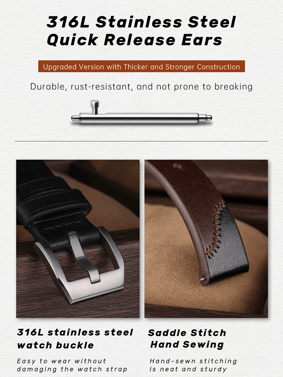 Maikes Double Color Watch Band, Quick Release, Handmade, Top Full Grain Leather Strap, 20mm, 21mm, 22mm For IWC ROLEX OMEGA