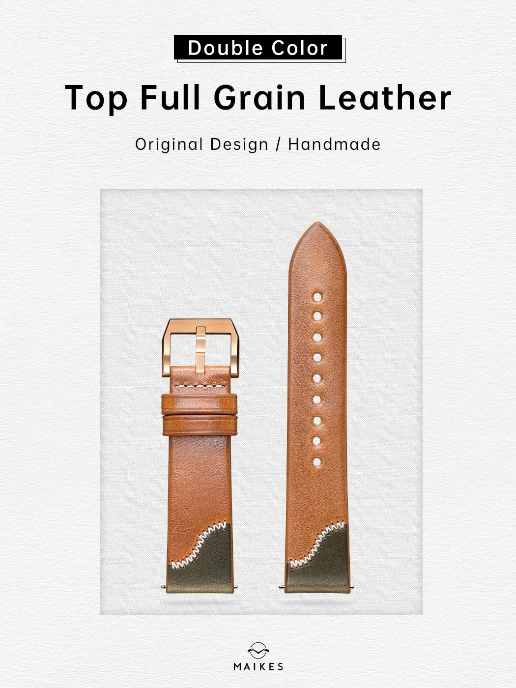 Maikes Double Color Watch Band, Quick Release, Handmade, Top Full Grain Leather Strap, 20mm, 21mm, 22mm For IWC ROLEX OMEGA