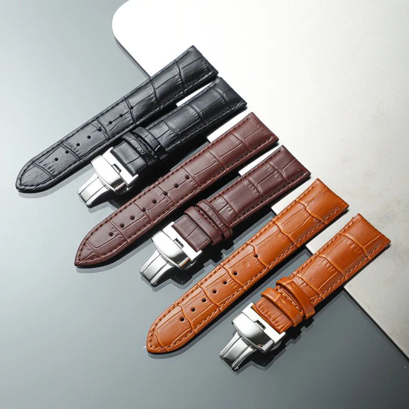 Genuine Leather Strap Men Universal Replacement Watch Band Watch Accessories200000049:201449058#Black Gold;200000051:200661872#22mm