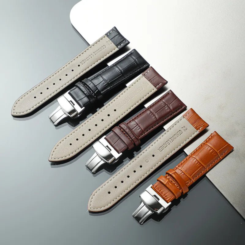 Genuine Leather Strap Men Universal Replacement Watch Band Watch Accessories200000049:201449058#Black Gold;200000051:200661872#22mm