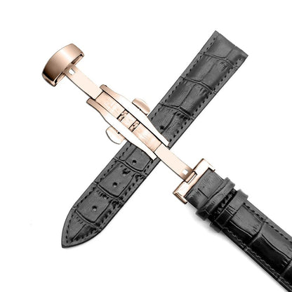 Genuine Leather Strap Men Universal Replacement Watch Band Watch Accessories200000049:16146268#Black Rose Gold;200000051:100016948