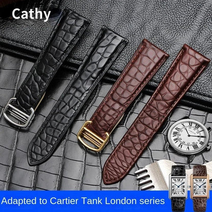 Cartier Tank Solo London Serisi Polar W için Timsah Derisi Saat Kayışı 5200004 W 6701011 Erkek Kadın Yumuşak Rahat Kordonlu Saat5:202574829#22mm;200000049:3348727#Black - Steel - Z4