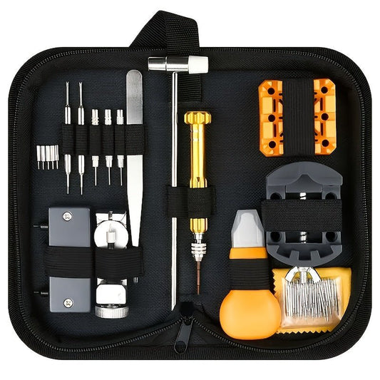 132pcs Watch Repair Tool Kit, Repair Tools, Watch Battery Replacement Tool Kit, Professional Watch Tool Kit, with Watch Strap Link Disassembly Tool, with 6 Extra Pins and Strap Tools, Strap Pins have 18 Sizes, Suitable for Watch Repair, It is an Ideal GifYU240383