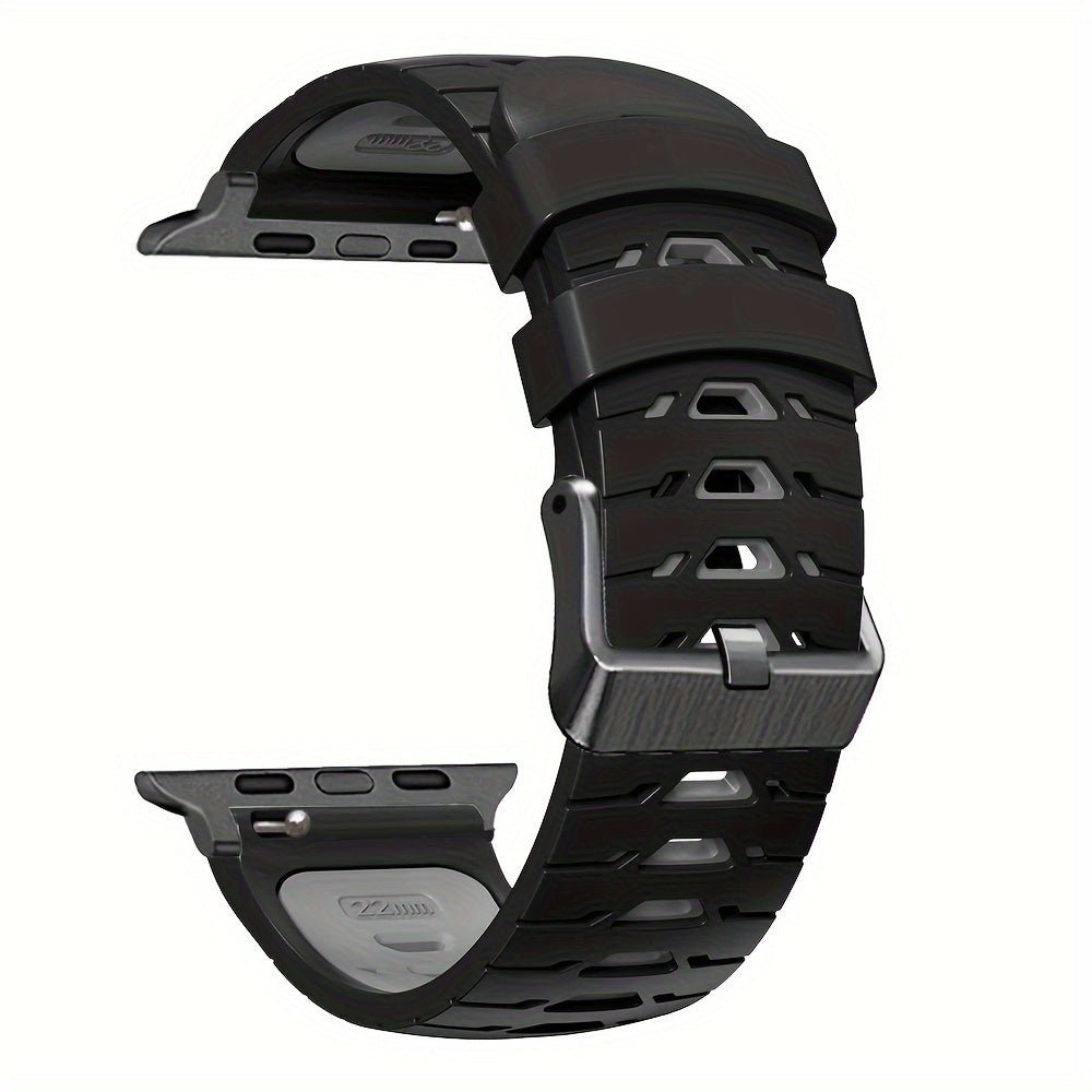 Breathable Silicone Strap for Apple Watch Ultra 2 / 49mm 45mm 44mm 42mm - Button Deployment Clasp - No Battery IncludedXK179231