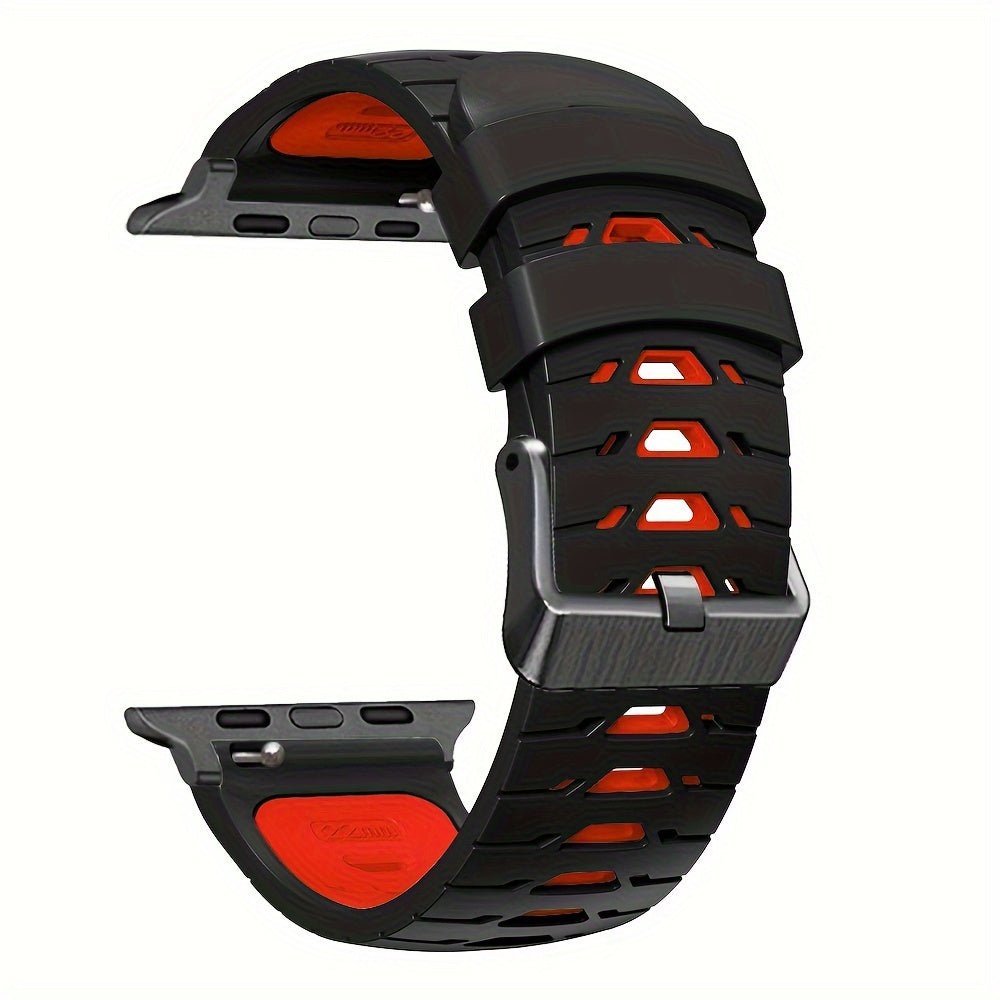 Breathable Silicone Strap for Apple Watch Ultra 2 / 49mm 45mm 44mm 42mm - Button Deployment Clasp - No Battery IncludedXK179231