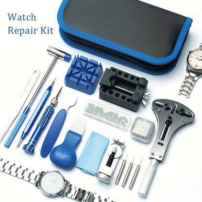 208pcs Professional Watch Repair Tool Kit - Stainless Steel Watch Battery Replacement Set with Spring Bar & Band Link Pin Tools, Case Opener, Screwdrivers, Tweezers - Carrying Case IncludedYA120211