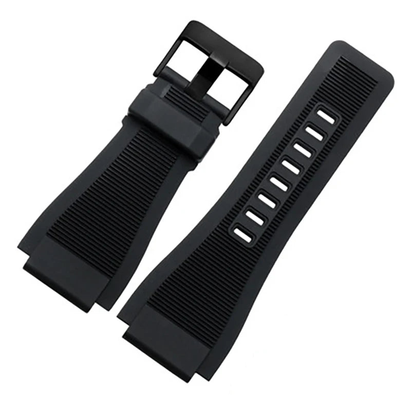 Dışbükey silikon lastik saat kayışı için çan serisi BR01 BR03 erkekler kordonlu saat su geçirmez bilezik kemer Ross siyah 33*24mm200000049:193#Black - black buckle;200000051:168#24mm