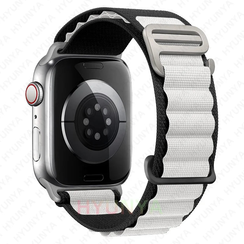 Alp kayış için Apple saat bandı 45mm 49mm Iwatch serisi 9 8 7 Se Ultra 2 aksesuarları kordonlu saat 44mm 41mm 40mm Correa bilezik200000049:5057817297#black white;200000051:100016946#42 - 44 - 45 - 49mm