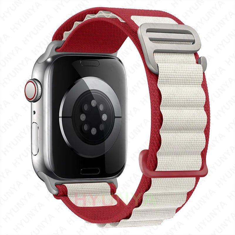 Alp kayış için Apple saat bandı 45mm 49mm Iwatch serisi 9 8 7 Se Ultra 2 aksesuarları kordonlu saat 44mm 41mm 40mm Correa bilezik200000049:350686#red starlight;200000051:100016946#42 - 44 - 45 - 49mm