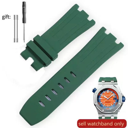 AP Audemars ve Piguet için 15703 kraliyet meşe Offshore5:361385#30x24mm;200000049:175#Army green - no buckle