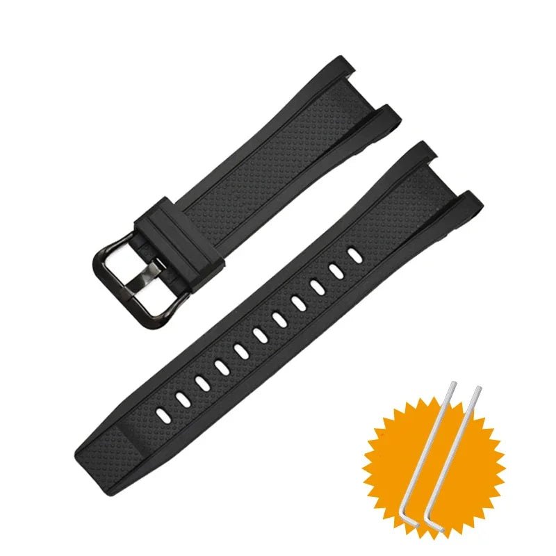 Cinturino in gomma 26*14 per Casio GST Series GST - 210/W300/400G/B100 cinturino in Silicone impermeabile cinturini da uomo accessori200000049:76119733#Black - Black Buckle;200000051:100016944#26X14mm