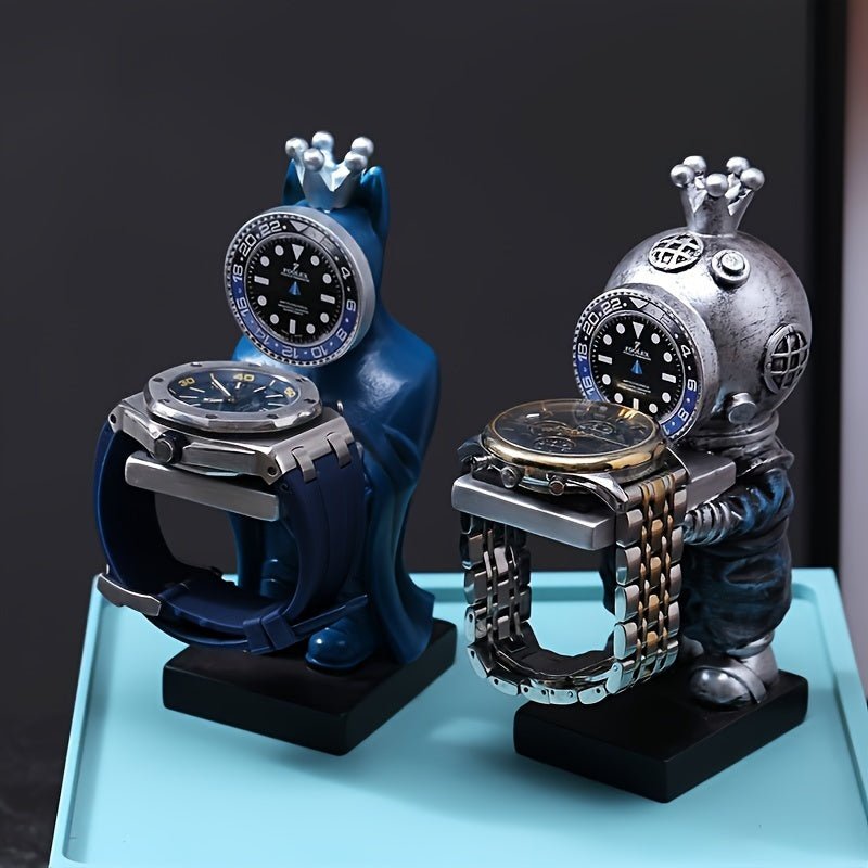 Creative Diver Watch Stand - Unique Green Water Design, Jewelry Display & Storage RackCR284502