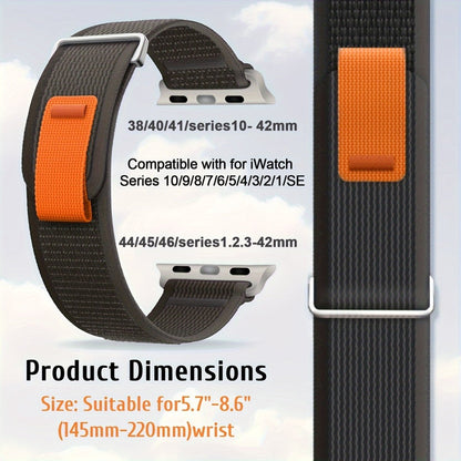 Nylon Braided Sport Watch Band Compatible with Apple Watch, Adjustable Deployant Clasp, Non - Water Resistant, No Battery RequiredBG305199