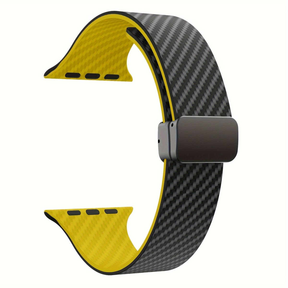 Carbon Fiber Pattern Magnetic Clasp Silicone Bands for Apple Watch Series 1 - 9/SE/Ultra, Universal Fit for 38mm to 49mm Models - Fashionable Two - Tone StrapEL101793