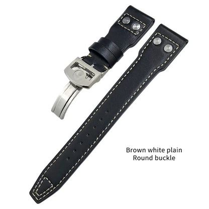 High Quality Real Leather Rivets Watchband Fit for IWC SPITFIRE Big Pilot's Watch TOP GUN IW5009 Cowhide Strap