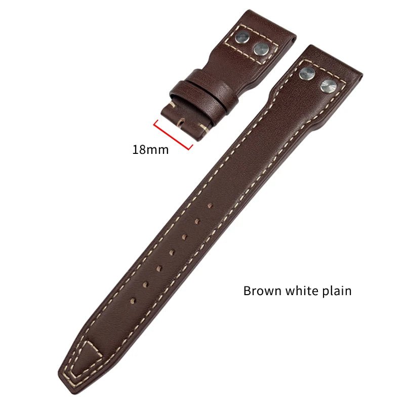 High Quality Real Leather Rivets Watchband Fit for IWC SPITFIRE Big Pilot's Watch TOP GUN IW5009 Cowhide Strap