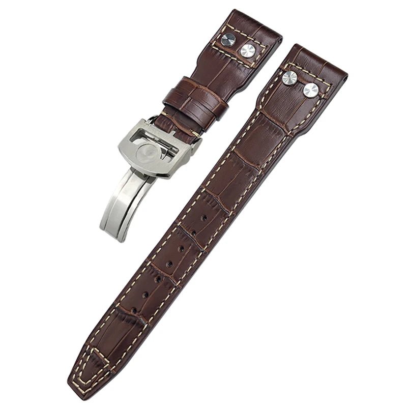 High Quality Real Leather Rivets Watchband Fit for IWC SPITFIRE Big Pilot's Watch TOP GUN IW5009 Cowhide Strap