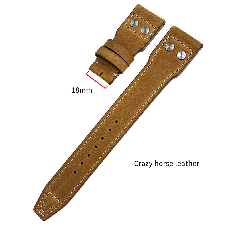 High Quality Real Leather Rivets Watchband Fit for IWC SPITFIRE Big Pilot's Watch TOP GUN IW5009 Cowhide Strap