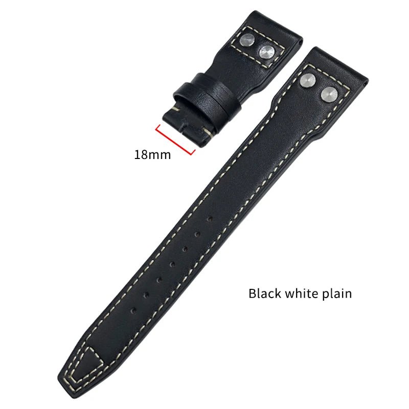 High Quality Real Leather Rivets Watchband Fit for IWC SPITFIRE Big Pilot's Watch TOP GUN IW5009 Cowhide Strap