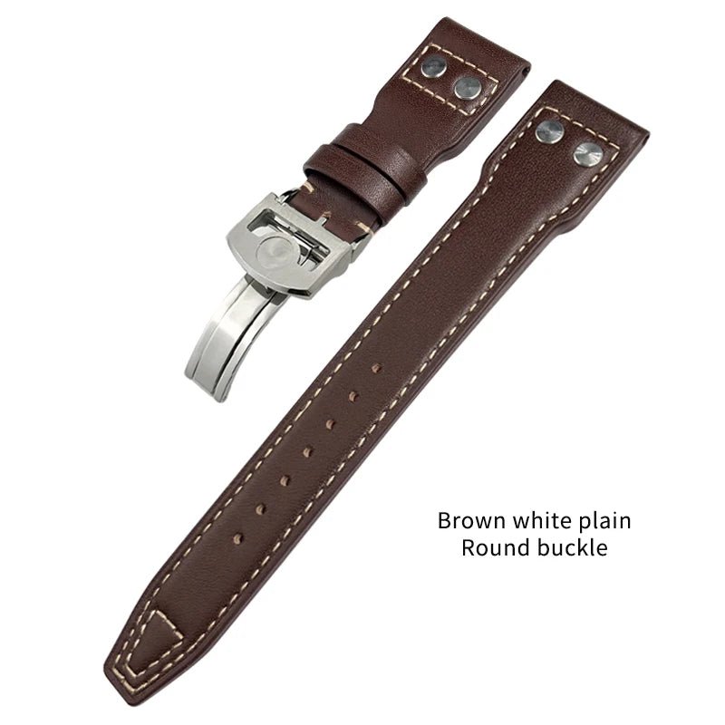 High Quality Real Leather Rivets Watchband Fit for IWC SPITFIRE Big Pilot's Watch TOP GUN IW5009 Cowhide Strap