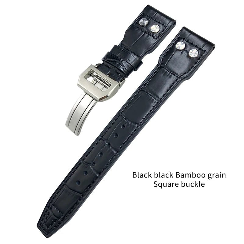 High Quality Real Leather Rivets Watchband Fit for IWC SPITFIRE Big Pilot's Watch TOP GUN IW5009 Cowhide Strap